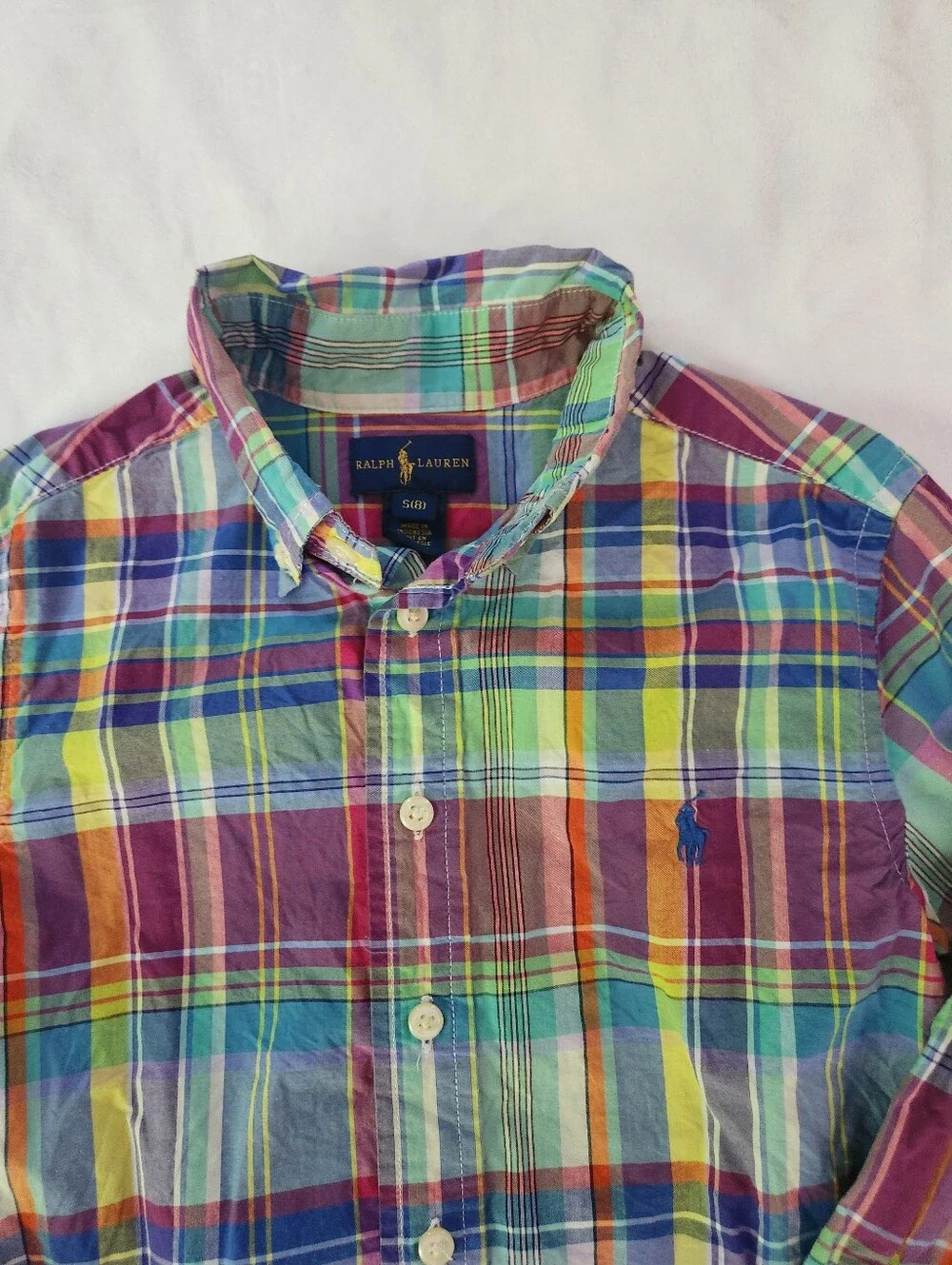 Ralph Lauren Bright Multicolor Plaid Cotton Button-Down Shirt